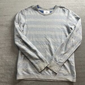 Reigning Champ Sweater Men M Gray Striped Crew Neck Casual Athleisure Classic